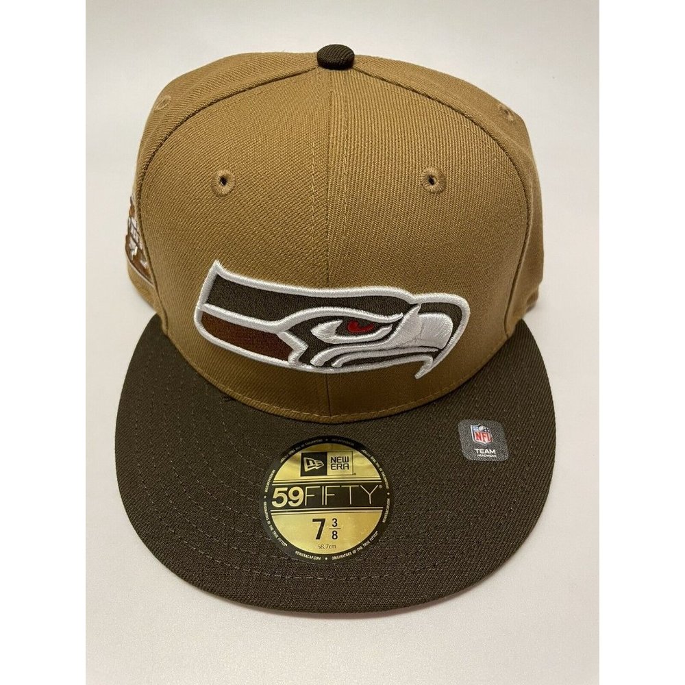 New Era 59Fifty NFL Seattle Seahawks Super Bowl XL Patch Cap Hat Wheat Brown - Picture 4 of 10